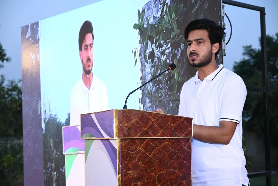 Ali Awais Manj speaking at the summit